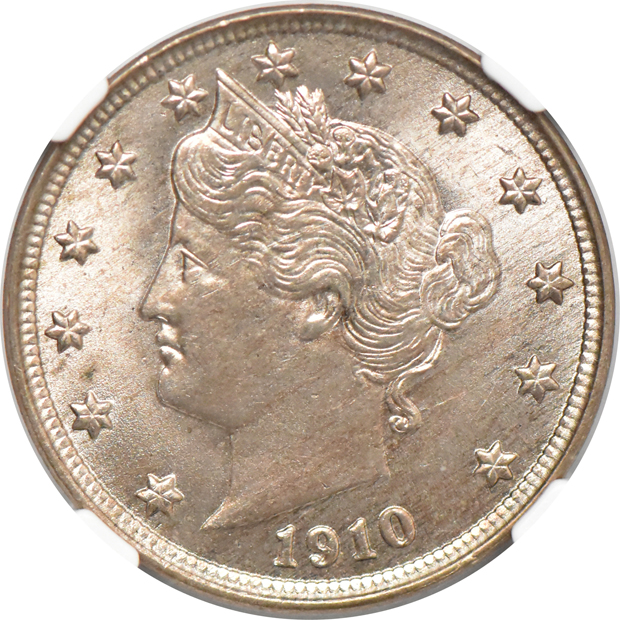 1899 MS-65, 1902 MS-63, and a 1910 MS-63, all NGC