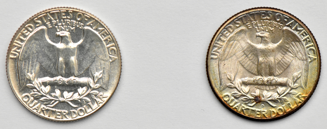 Five Washington quarters