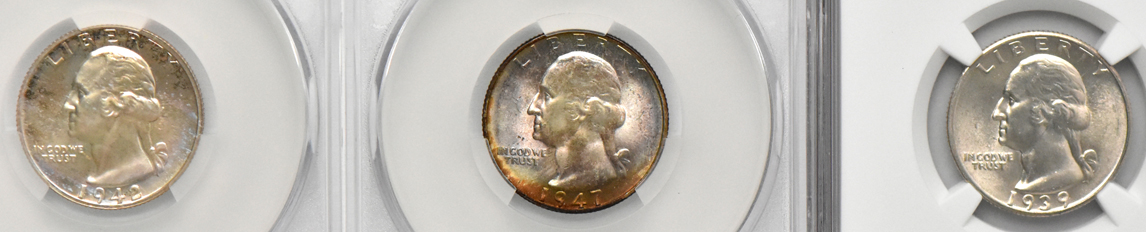 Five Washington quarters