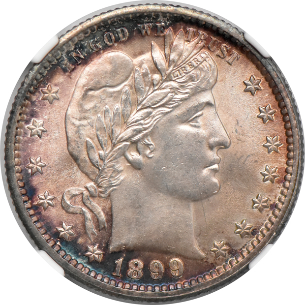1893 MS-62, 1899 MS-62, and an 1899 MS-63, all NGC