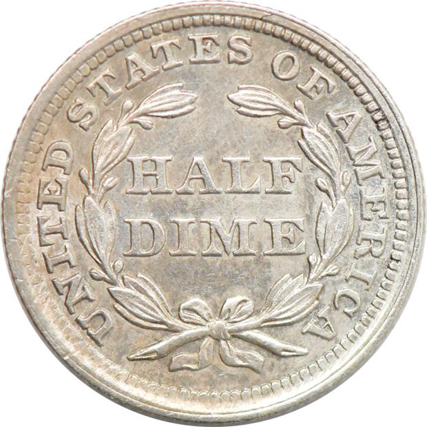 1833 Capped Bust half dime, and an 1857 Seated Liberty half dime, as described