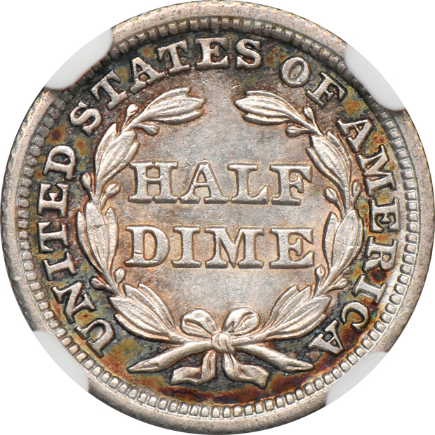 1845 MS-63, 1854 w/ arrow MS-64, and an 1858 AU details/artificial toning, all NGC