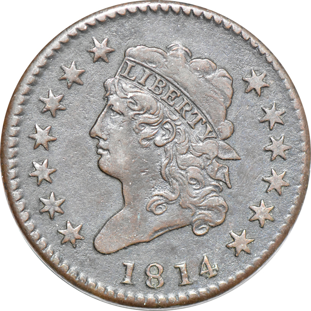 1814 Crosslet 4 S-294 VF/burnished, and an 1840 small date Coronet Head large cent N-4 XF