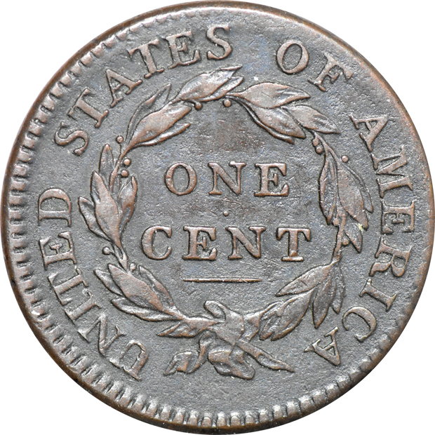1814 Crosslet 4 S-294 VF/burnished, and an 1840 small date Coronet Head large cent N-4 XF