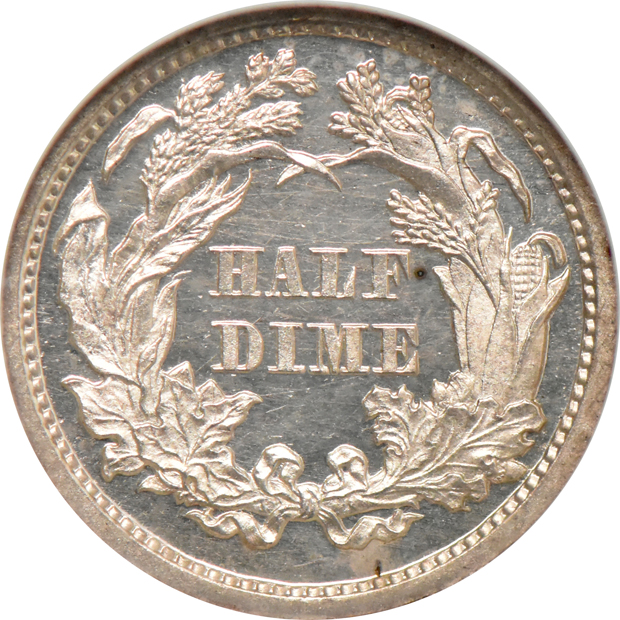 1864 PR-62, 1866 PR-64, and an 1867 PR-64, all NGC