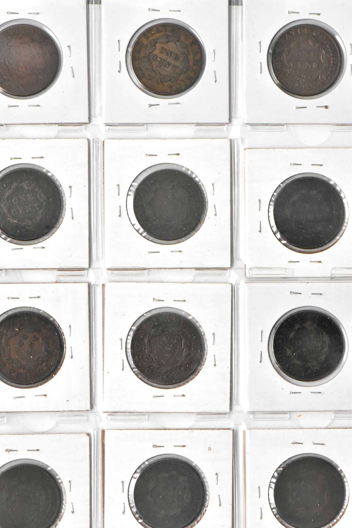 Collection of 45 large cents