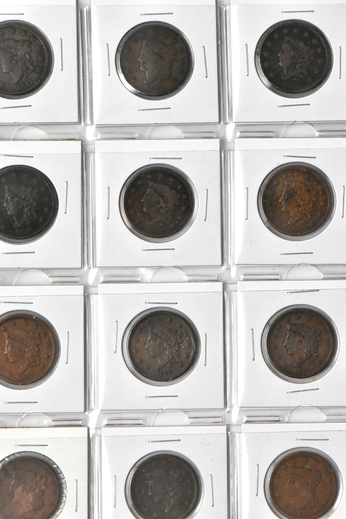 Collection of 45 large cents