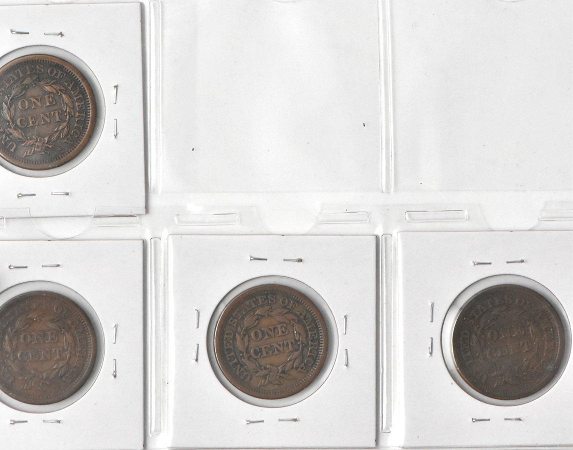 Collection of 45 large cents