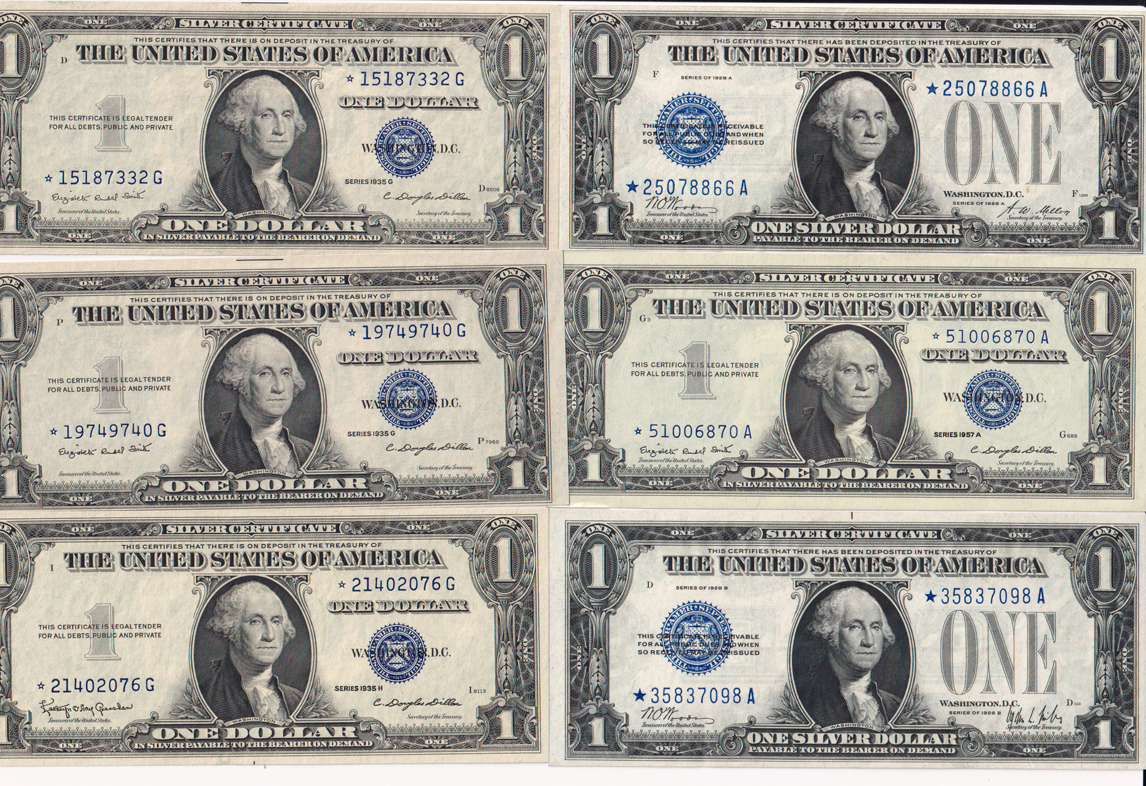 Group of 39 small size $1 notes including multiple star notes