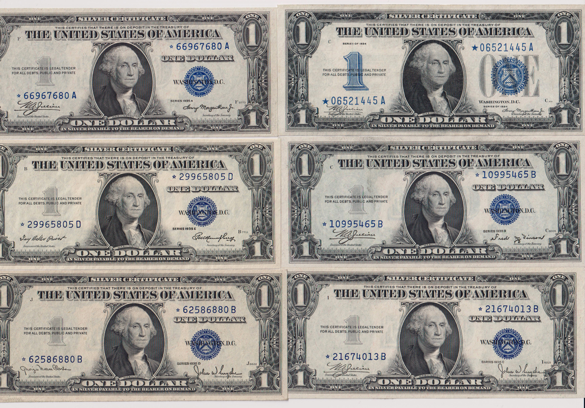 Group of 39 small size $1 notes including multiple star notes