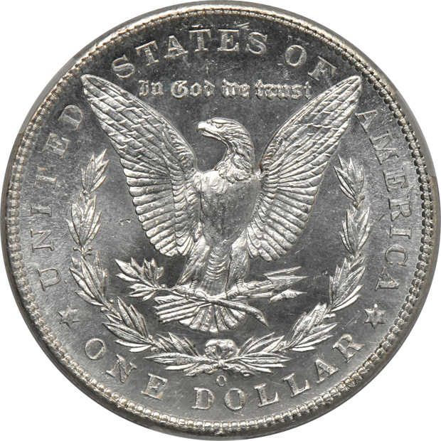 Seven Morgan silver dollars, all CACG MS-62
