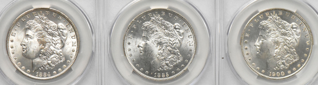 Twenty Morgan dollars, all CACG MS-63