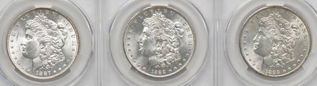 Twenty Morgan dollars, all CACG MS-62