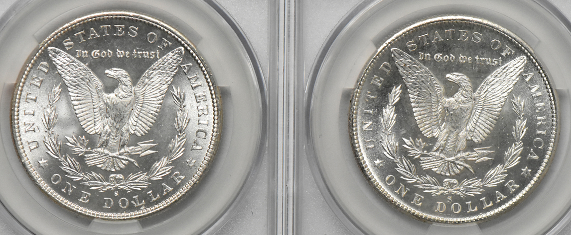 Seven 1880-S (six MS-65 and one MS-65+), all CACG