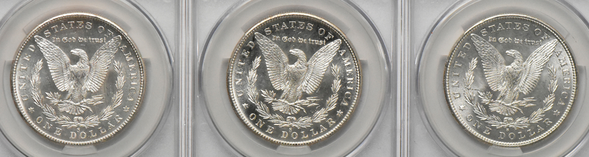 Six 1880-S (three MS-64 and three MS-64+), all CACG