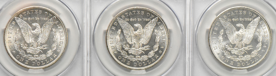 Six 1880-S (three MS-64 and three MS-64+), all CACG