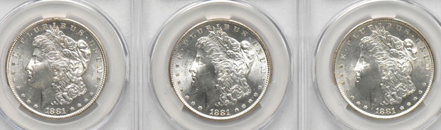 Seven 1881-S, all CACG MS-65
