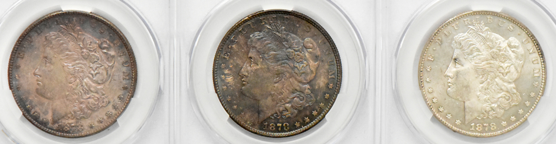Nine Morgan dollars, all CACG MS-63