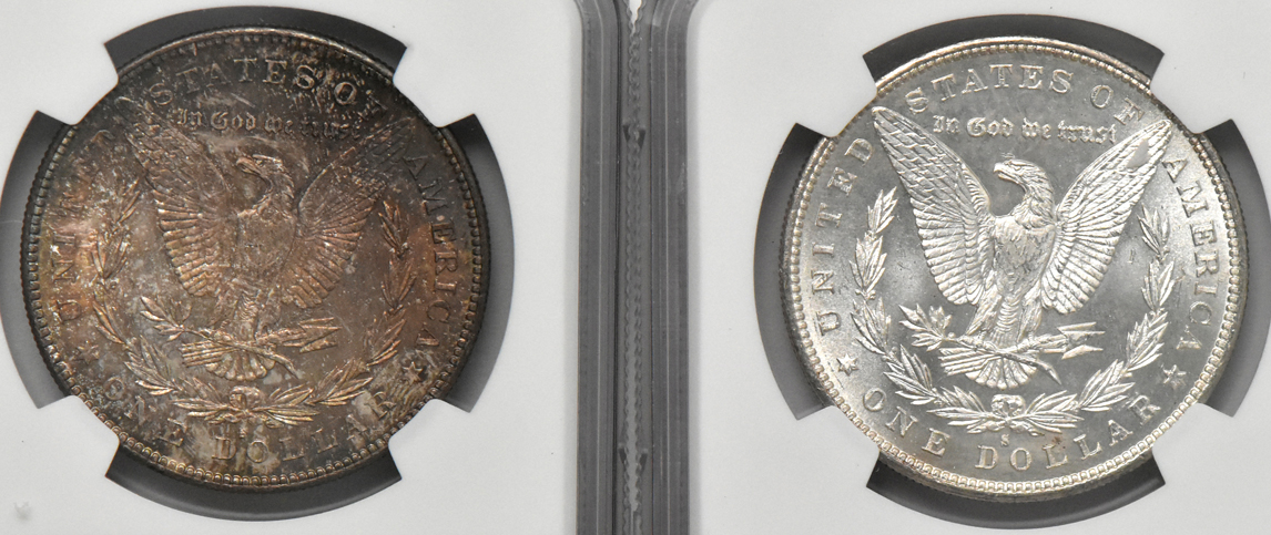 Four Morgan dollars (three MS-64 and one MS-64 Star), all NGC