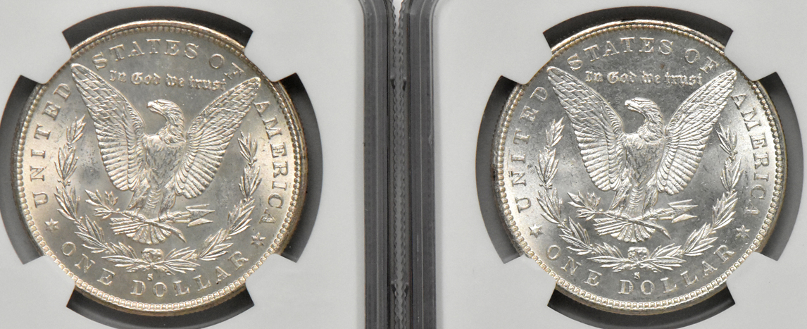 Four Morgan dollars (three MS-64 and one MS-64 Star), all NGC