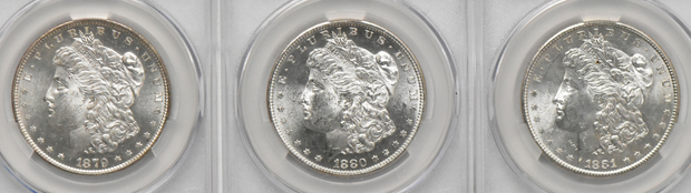 Twenty Morgan dollars, all CACG MS-62