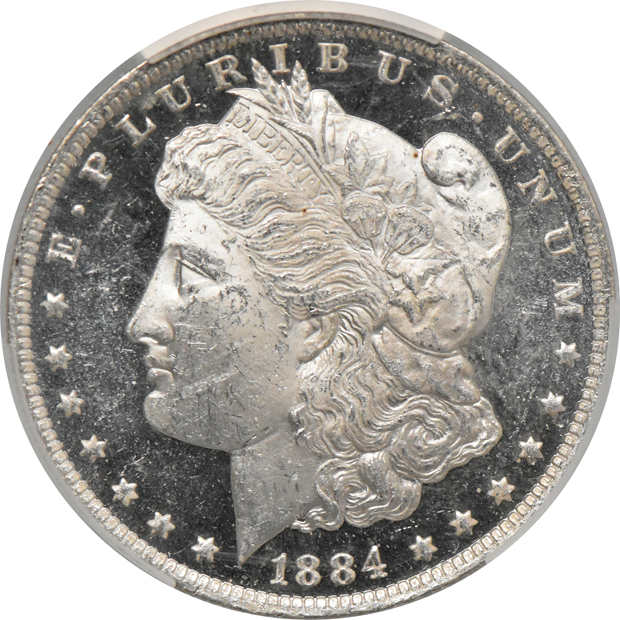 1884-O MS-62DMPL, and an 1884-O MS-63DMPL, all CACG