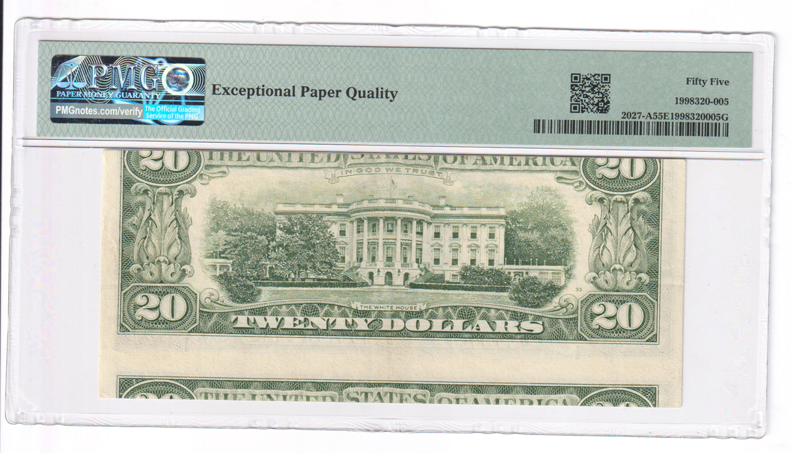 Error Currency - 1985 $10 Boston Federal Reserve Not Fr# 2027-A Cutting Error - PMG AU-55 EPQ