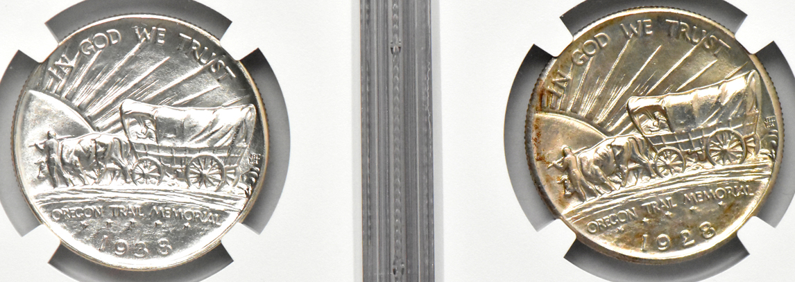 Four Oregon Trail commemorative half dollars, all NGC MS-64