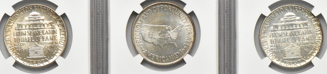 Eight silver commemorative half dollars, all NGC MS-64