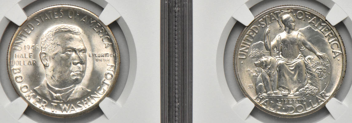 Eight silver commemorative half dollars, all NGC MS-64