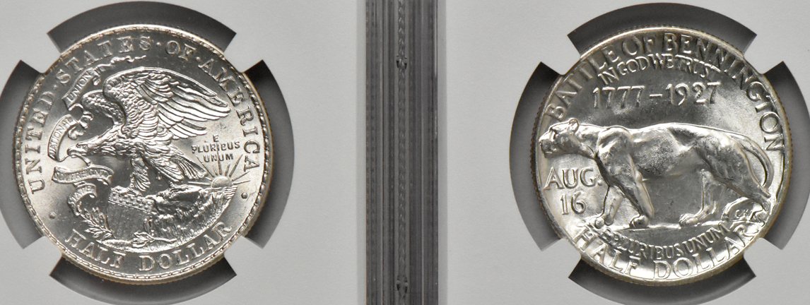 Five silver commemorative half dollars, all NGC MS-64