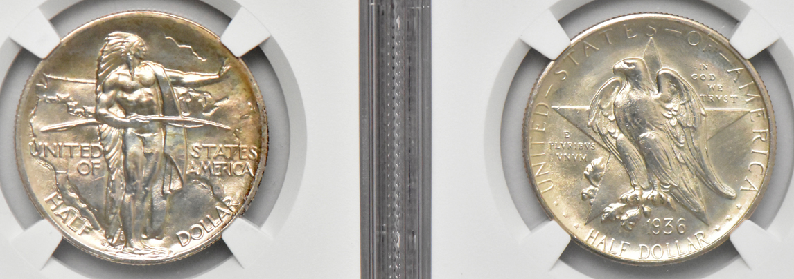Four silver commemorative half dollars, all NGC MS-65