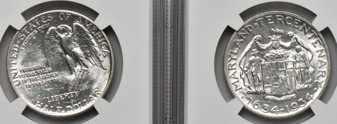 Five silver commemorative half dollars, all NGC MS-63