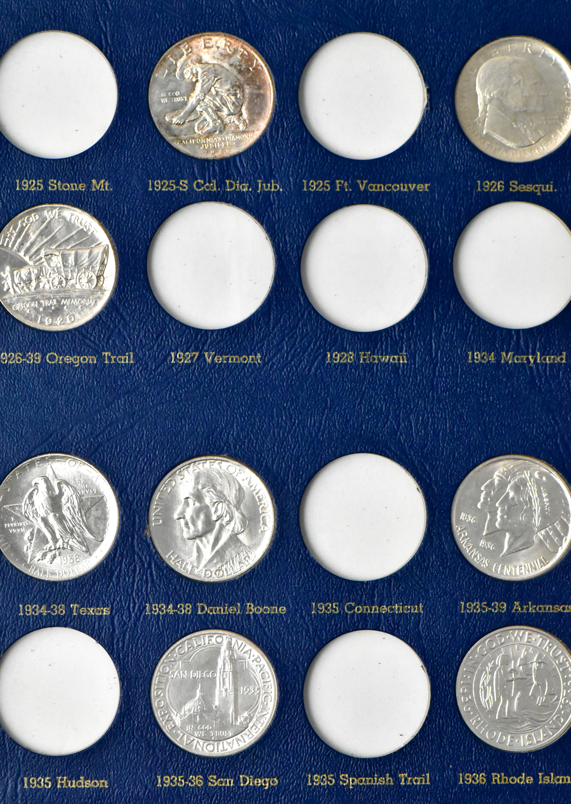 Partial commemorative type set in a Whitman 9433 album