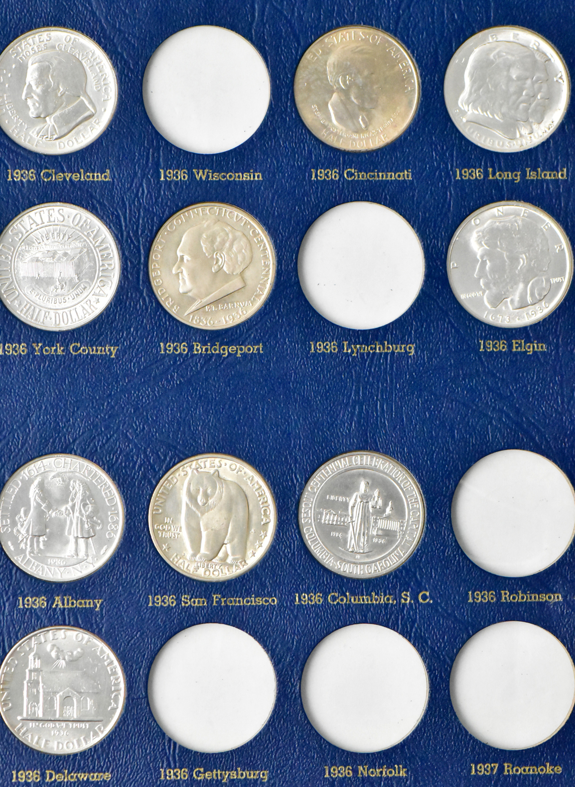 Partial commemorative type set in a Whitman 9433 album