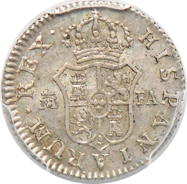 Spain - 1773-S CF 1/2 real, and an 1803-M FA 1/2 real, both PCGS AU-58