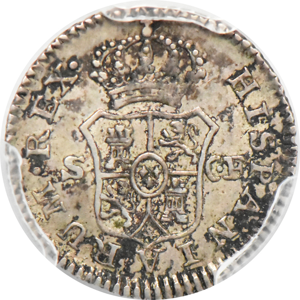 Spain - 1773-S CF 1/2 real, and an 1803-M FA 1/2 real, both PCGS AU-58