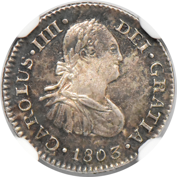 Mexico - 1773-Mo FM 1/2 reale PCGS AU-58, 1800-Mo FM 1/2 reale PCGS AU-50, and an 1803-Mo FT 1/2 reale NGC MS-63