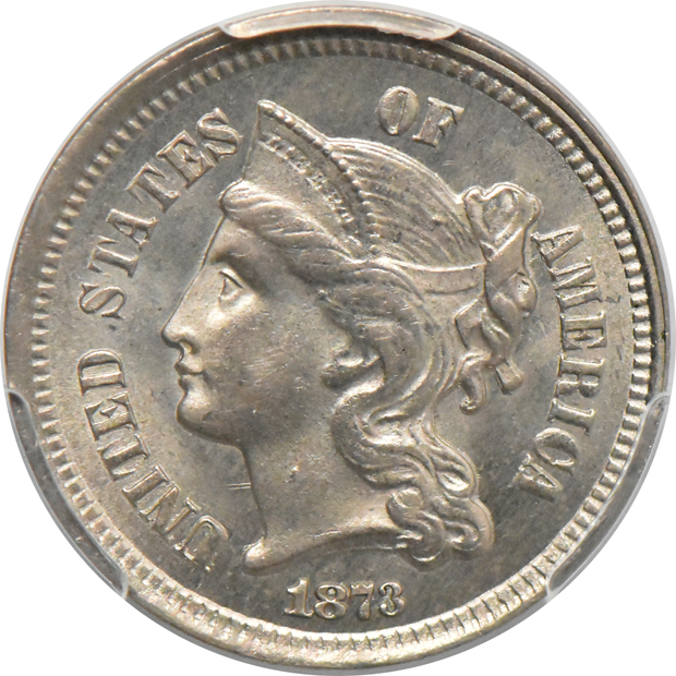 1865 and 1873 Open 3, both PCGS MS-64