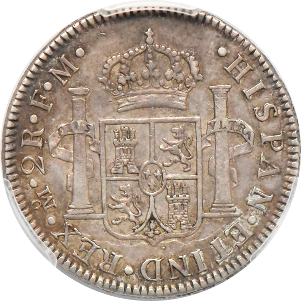 Multiple - 1777-Mo FM Mexico 2 reales XF-45, 1802 Spain real AU-55, and an 1882-Go S Mexico 25C AU-58, all PCGS