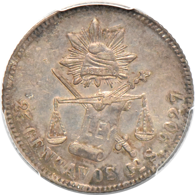 Multiple - 1777-Mo FM Mexico 2 reales XF-45, 1802 Spain real AU-55, and an 1882-Go S Mexico 25C AU-58, all PCGS