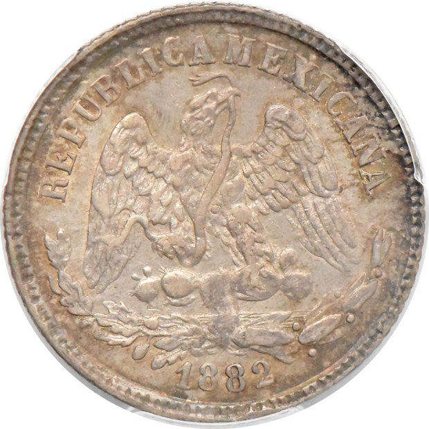 Multiple - 1777-Mo FM Mexico 2 reales XF-45, 1802 Spain real AU-55, and an 1882-Go S Mexico 25C AU-58, all PCGS