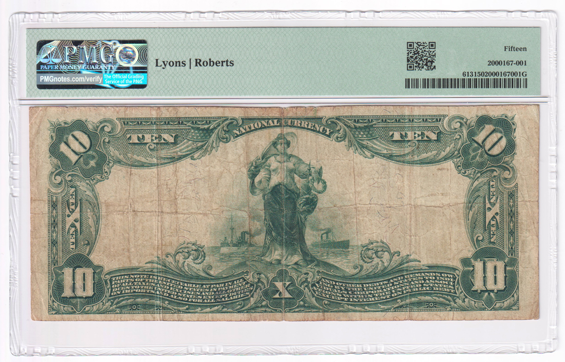 1902 $10 Red Seal - Carthage, MO Charter #3005 - PMG F-15