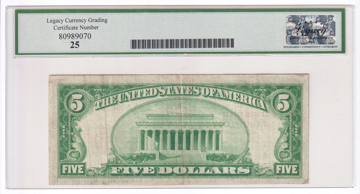 1929 $5 Type 1 - Fairfield, IL Charter #5009 - Legacy VF-25
