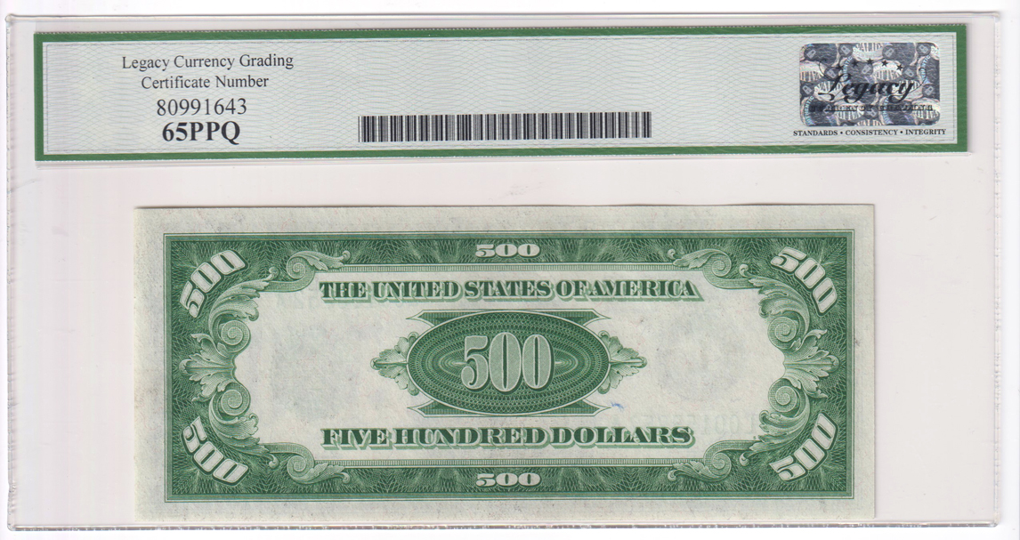 1934-A $500 San Francisco Mule Fr# 2202m-L - Legacy GemCU-65 PPQ