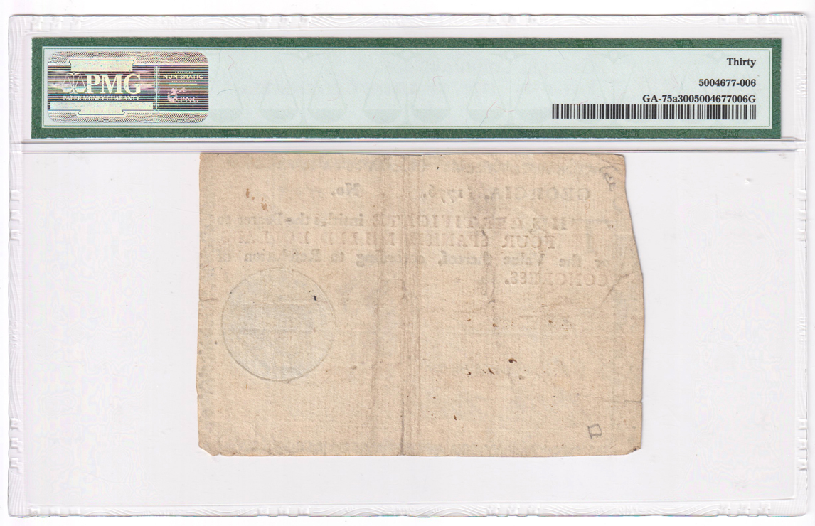 1776 $4 Georgia Liberty Cap - Light Blue Fr# GA-75s - PMG VF-30