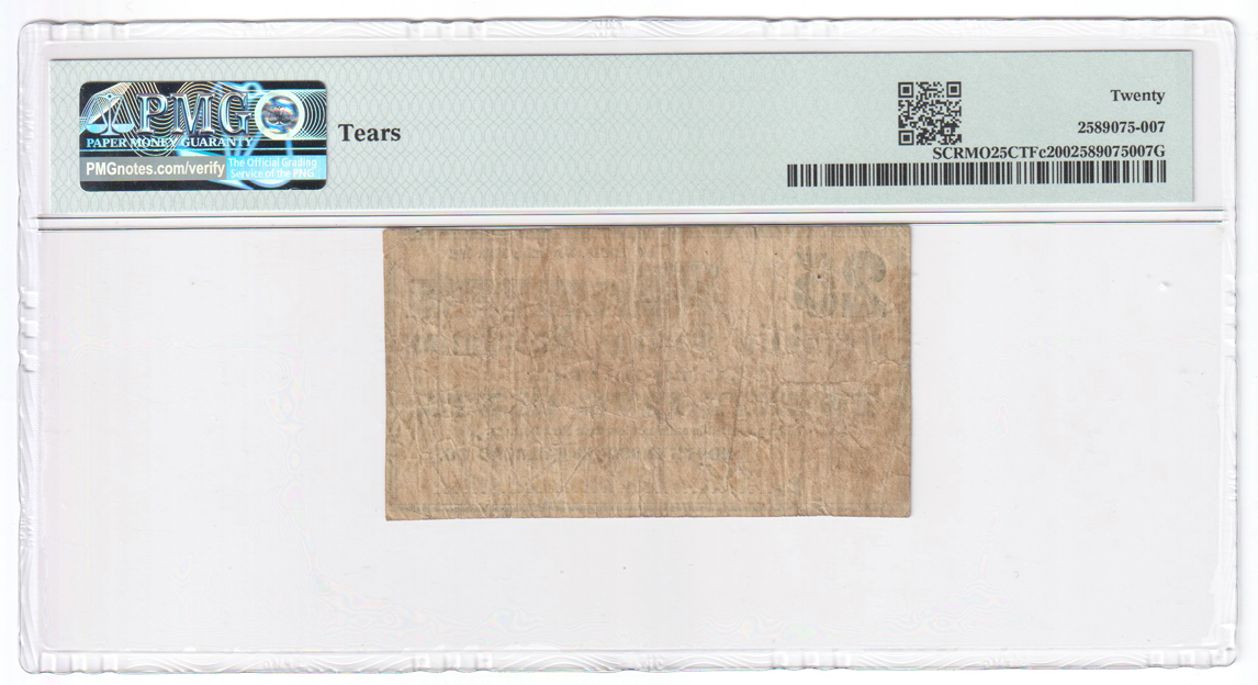 Civil War Script - 1862 25c North Missouri Railroad Co. Franklin Savings Institution PMG VF-20/tears