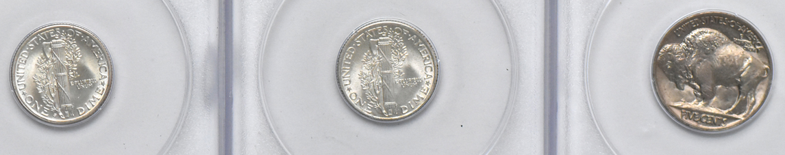 Eight Uncirculated U.S. Type coins in PCGS rattler holders