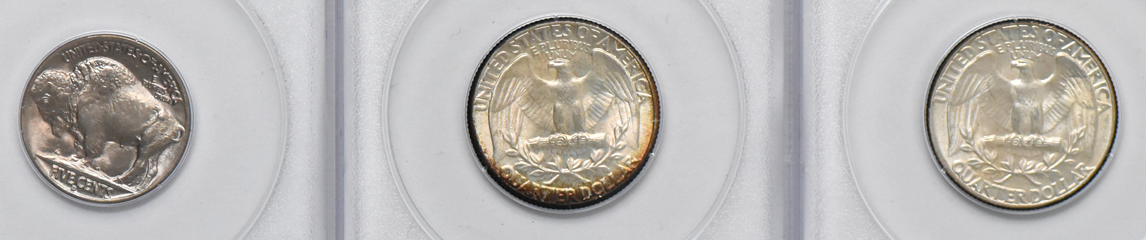 Eight Uncirculated U.S. Type coins in PCGS rattler holders