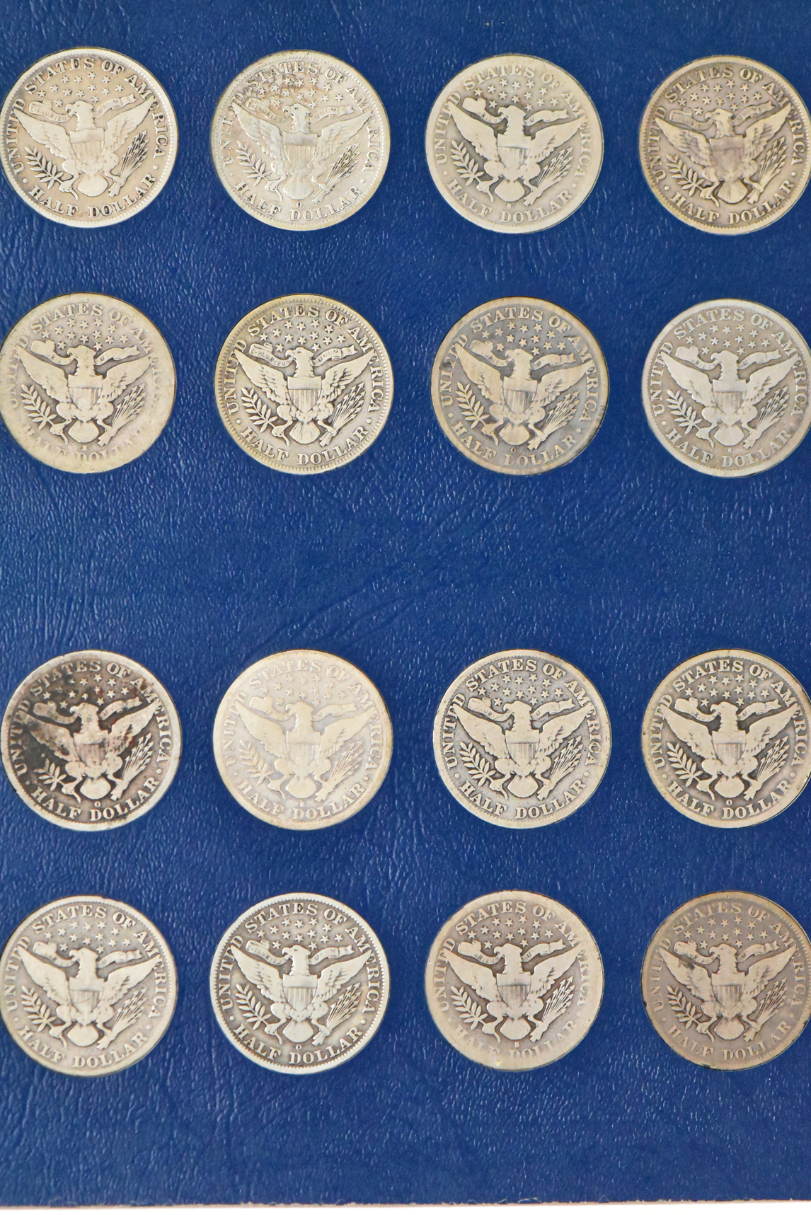 Collection of Barber half dollars in complete Whitman 9420 and 9421 albums